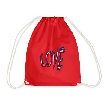Love Liebe ein 3D Design - Turnbeutel - Rot - Vorne