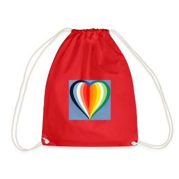Rainbow Radiance Heart - Drawstring Bag - red - Front