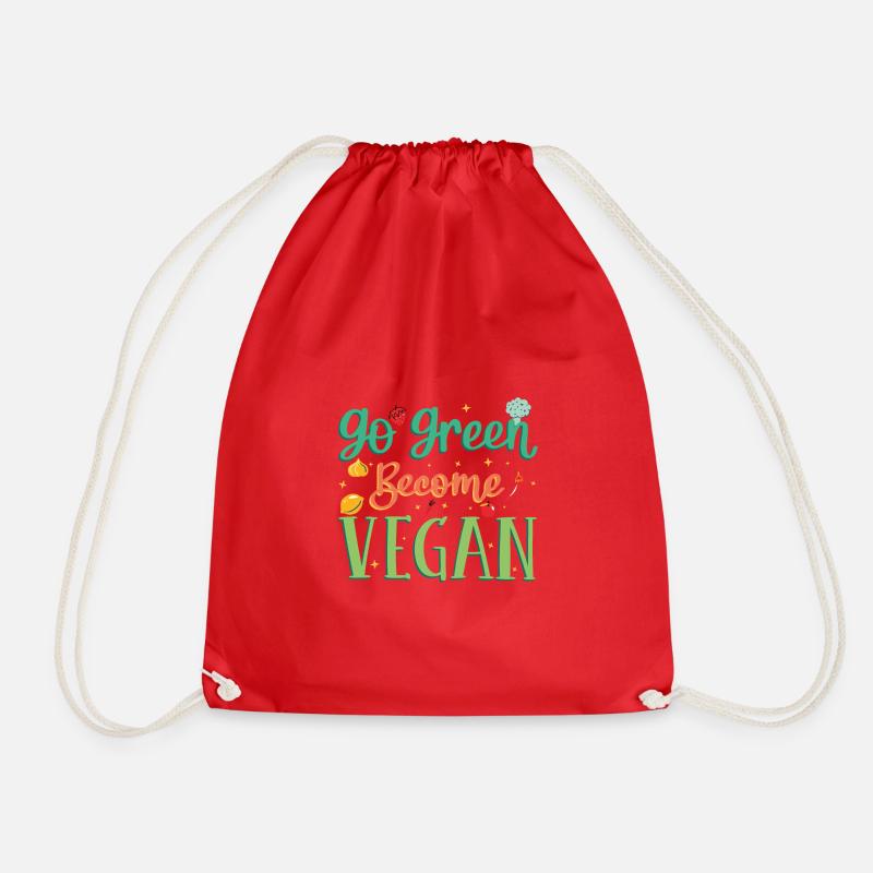 GO GREEN VEGAN - Drawstring Bag - red