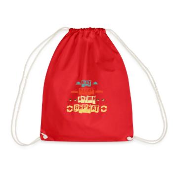 Eat Sleep Anime Repeat Ramen Kawaii Japanese Manga - Drawstring Bag - red - Front