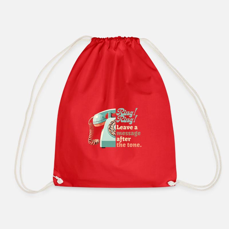 Ring Ring! (A Blast from the Past) - Drawstring Bag - red