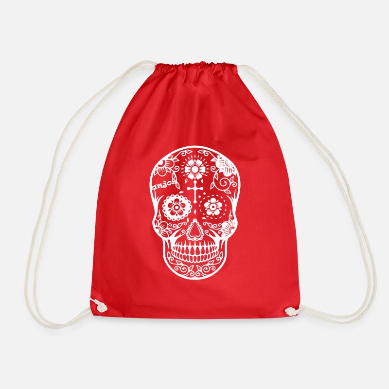 Mexican skull - Drawstring Bag - red