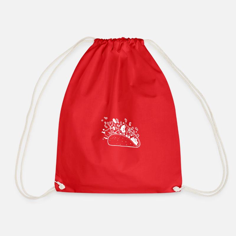 White Taco Sketch - Drawstring Bag - red