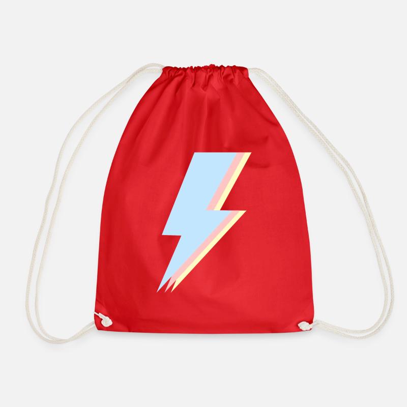 Retro thunder bolt - Retro lightning bolt - Drawstring Bag - red