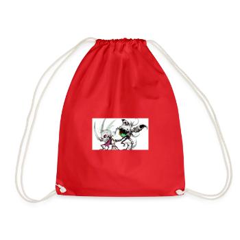 Anime full shotfull body animal illustration style - Drawstring Bag - red - Front