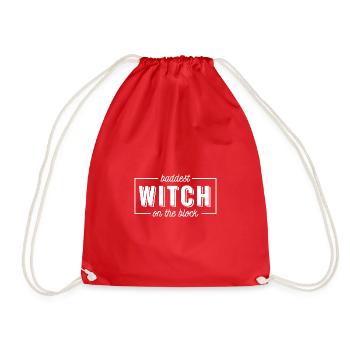 Baddest Witch on the Block Geschenkidee - Turnbeutel - Rot - Vorne