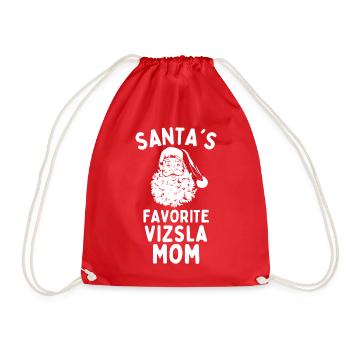 Christmas Vizsla mom Santa's Favorite Vizsla mom - Drawstring Bag - red - Front