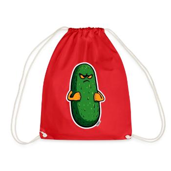 Grumpy Pickle Mascot - Drawstring Bag - red - Front