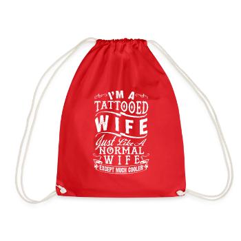 TATTOOED WIFE W - Drawstring Bag - red - Front