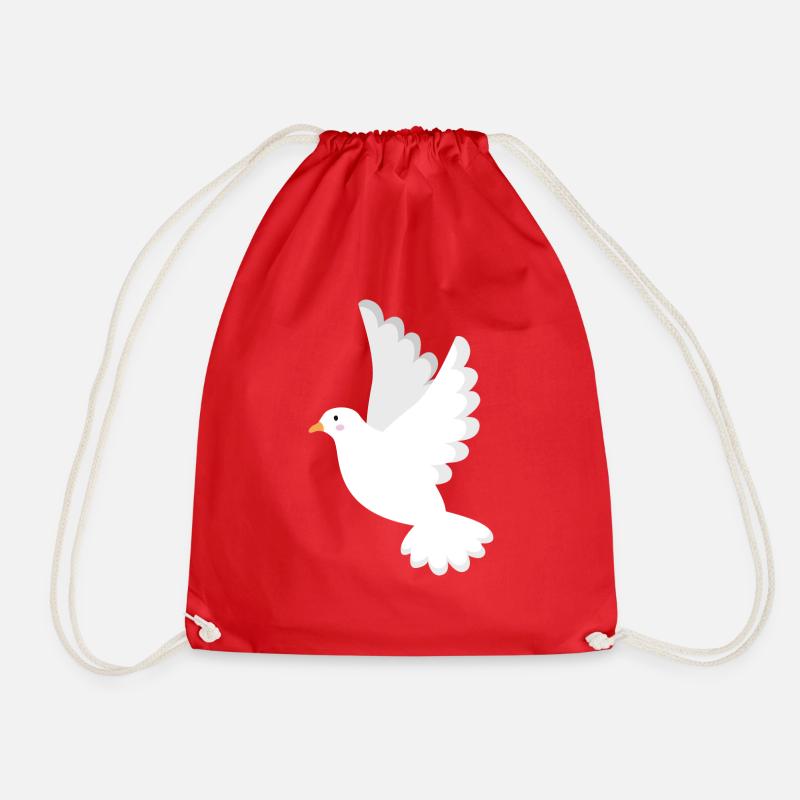 White dove - Drawstring Bag - red