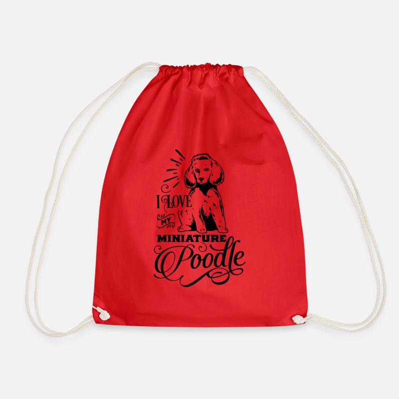 Poodle love - Drawstring Bag - red