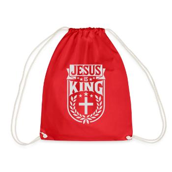jesus is king quote - Drawstring Bag - red - Front