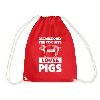 Schweine Schweinefarm Geschenk - Turnbeutel - Rot - Vorne