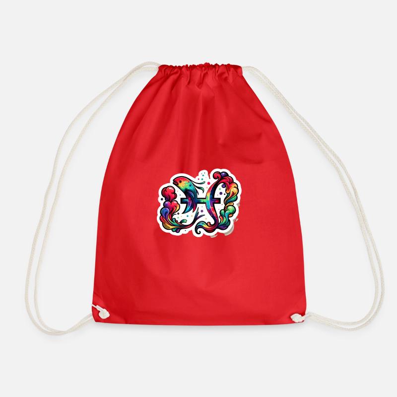 Color zodiac: Pisces - Drawstring Bag - red