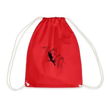 Cat basketball sport - Drawstring Bag - red - Front