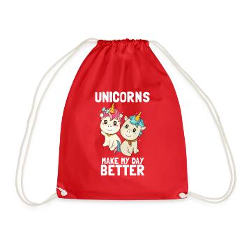 "Unicorns make my Day better" Einhorn T-Shirt - Turnbeutel - Rot - Vorne