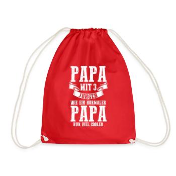 Papa 3 Söhne Papa von 3 Söhnen Geschenk - Turnbeutel - Rot - Vorne