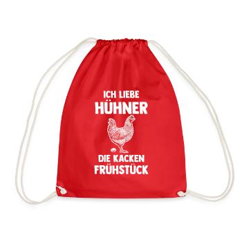 Ich Liebe Hühner Die Kacken Frühstück - Turnbeutel - Rot - Vorne