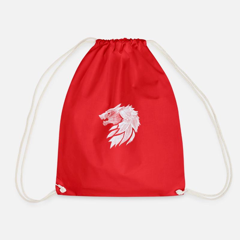 Fenris Wolf, a Mythological Beast! - Drawstring Bag - red