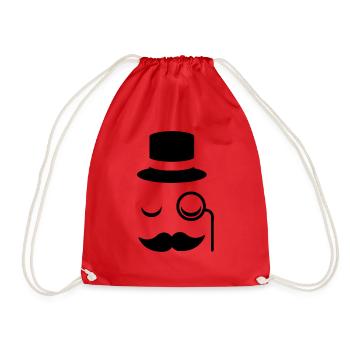 Gentleman mustache monokel bart zylinder brille - Turnbeutel - Rot - Vorne