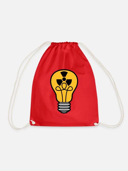 atom energie zeichen symbol radioaktiv gluehbirne - Turnbeutel - Rot