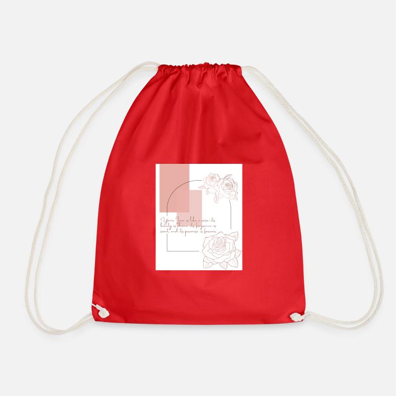 Geometric roses - Drawstring Bag - red