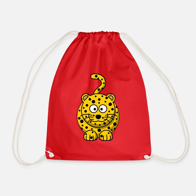 Leopard Cartoon - Drawstring Bag - red