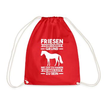 Reiten Reiterhof Pferd Pferde Friese - Turnbeutel - Rot - Vorne