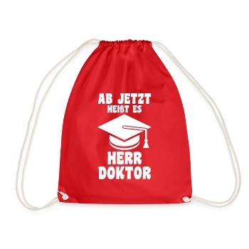 Doktor Abschluss Doktorand Promotion Doktortitel - Turnbeutel - Rot - Vorne