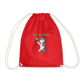 Pfeffi Party Shirt mit Einhorn - Turnbeutel - Rot - Vorne