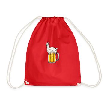 Alpaca in beer - Drawstring Bag - red - Front