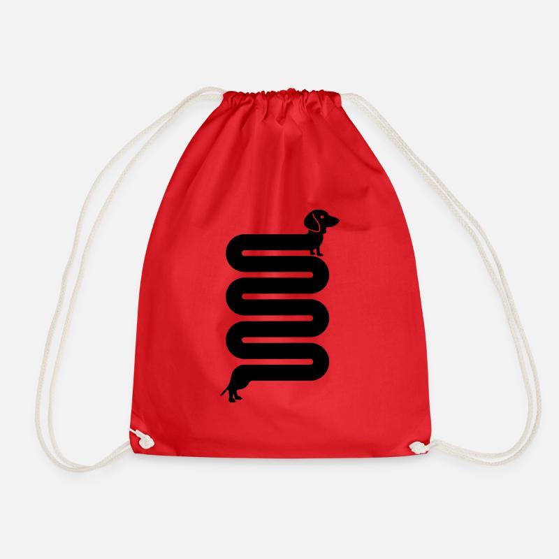 sausage dog - Drawstring Bag - red