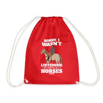 Sorry I Wasn't Listening Horses - Drawstring Bag - red - Front
