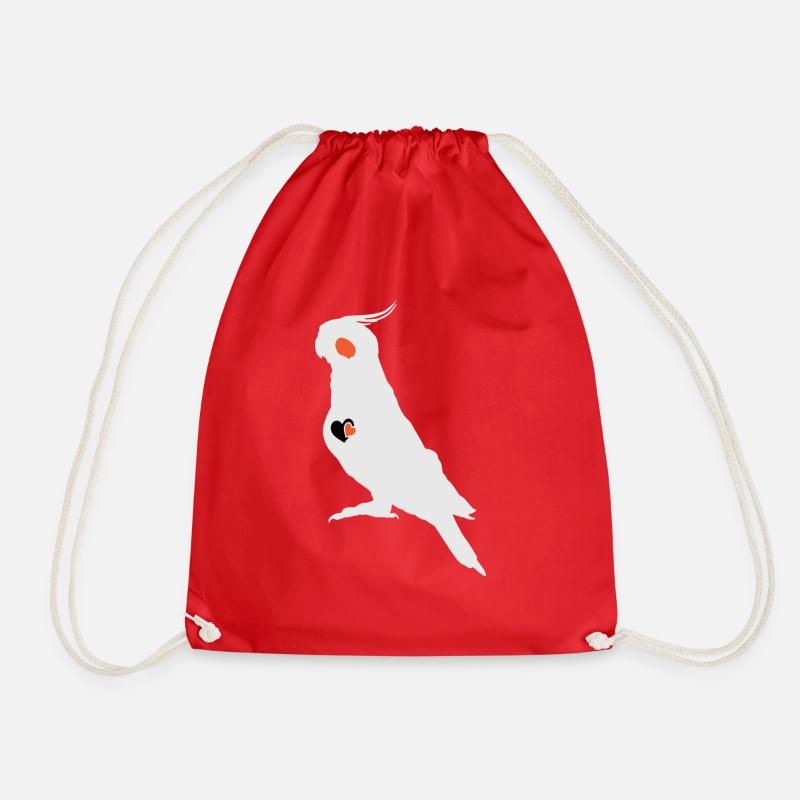 Cockatiel heart - Drawstring Bag - red