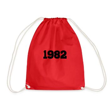 Year 1982 black - Drawstring Bag - red - Front