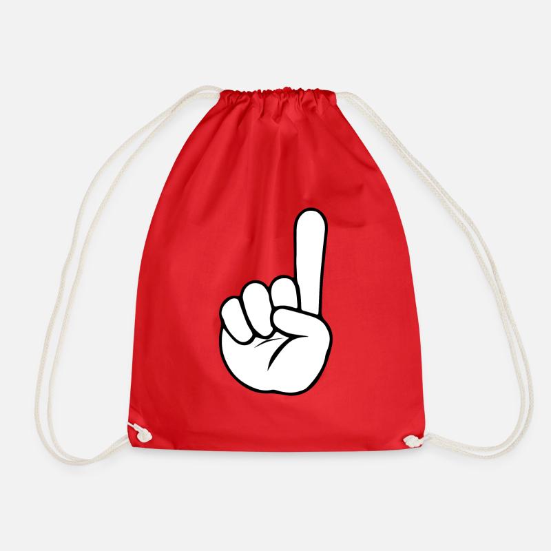 Hand Finger Up 2 | Black/White - Turnbeutel - Rot