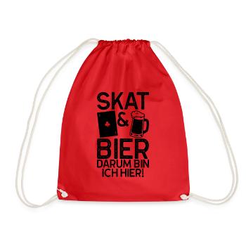 Skat bier Geschenk Kartenspiel Pokerspieler - Turnbeutel - Rot - Vorne
