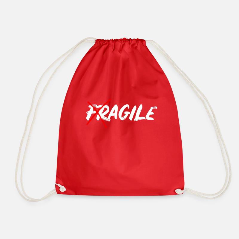 Fragile White Agile - Drawstring Bag - red