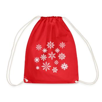 Snowflakes white - Drawstring Bag - red - Front
