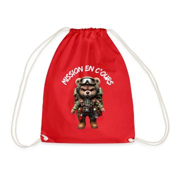 Mission in C'OURS - Drawstring Bag - red - Front