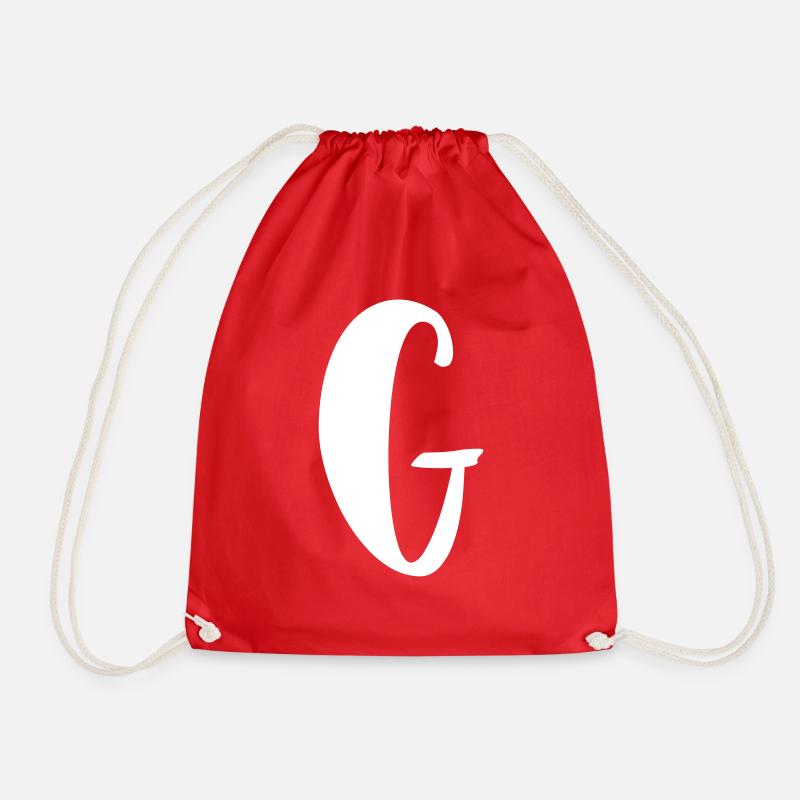 Letter G - Drawstring Bag - red