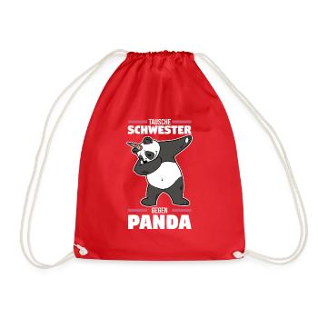 Tausche Schwester gegen Panda - Turnbeutel - Rot - Vorne