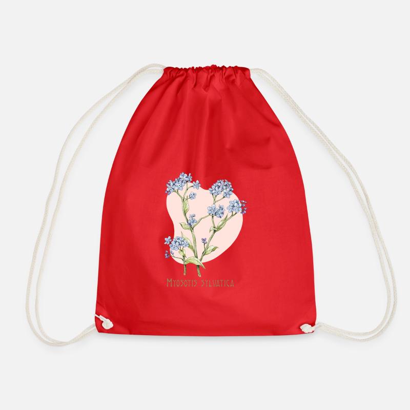 Forget-me-not botanical drawing - Drawstring Bag - red