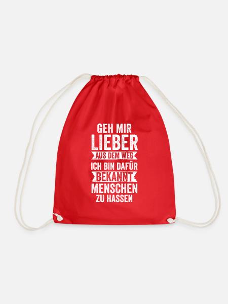 Geh Mir Lieber Aus Dem Weg Ich Hasse Menschen - Turnbeutel - Rot