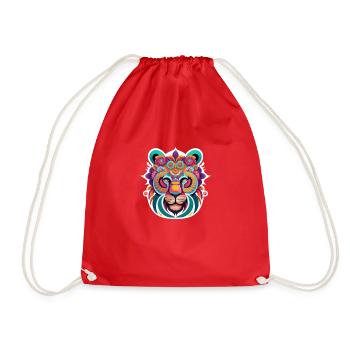 Farbenfroher Tiger, inspiriert von traditioneller persischer Kunst - Turnbeutel - Rot - Vorne