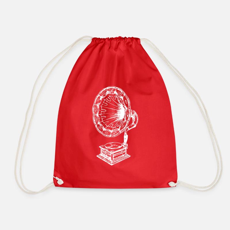 gramophone music - Drawstring Bag - red