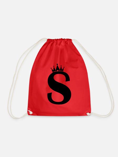 letter S crown - Drawstring Bag - red