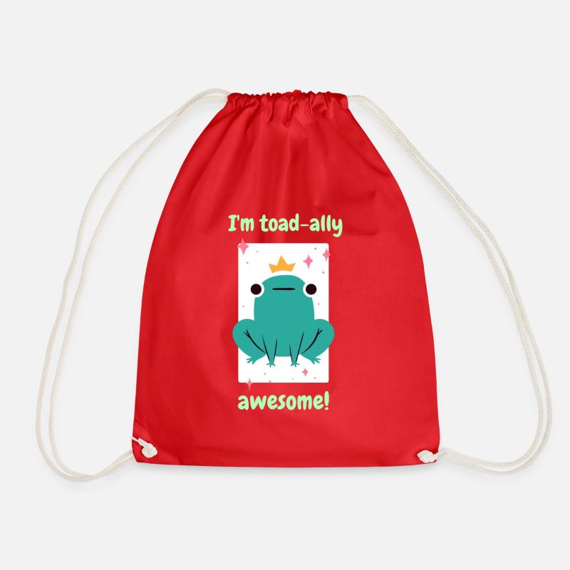 I'm Toad-Ally Awesome! Funny Cute Frog Designs - Turnbeutel - Rot