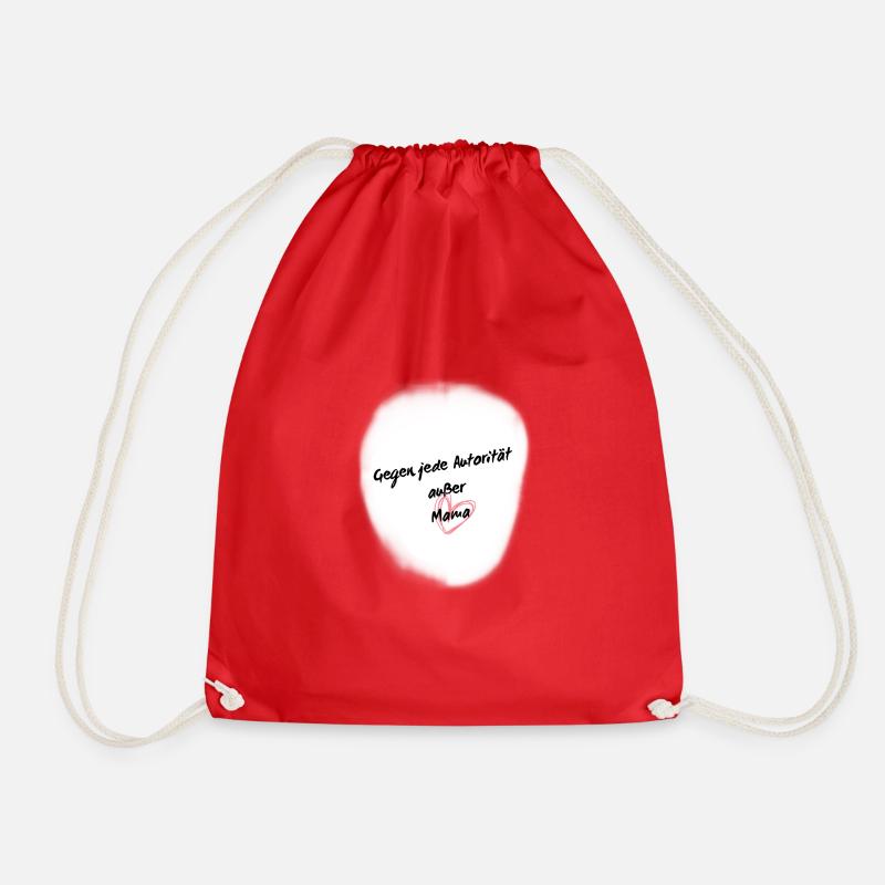 Against any authority except Mom 1 - Drawstring Bag - red