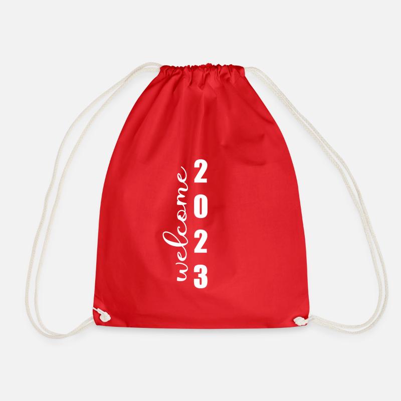 Welcome 2023 New Year - Drawstring Bag - red